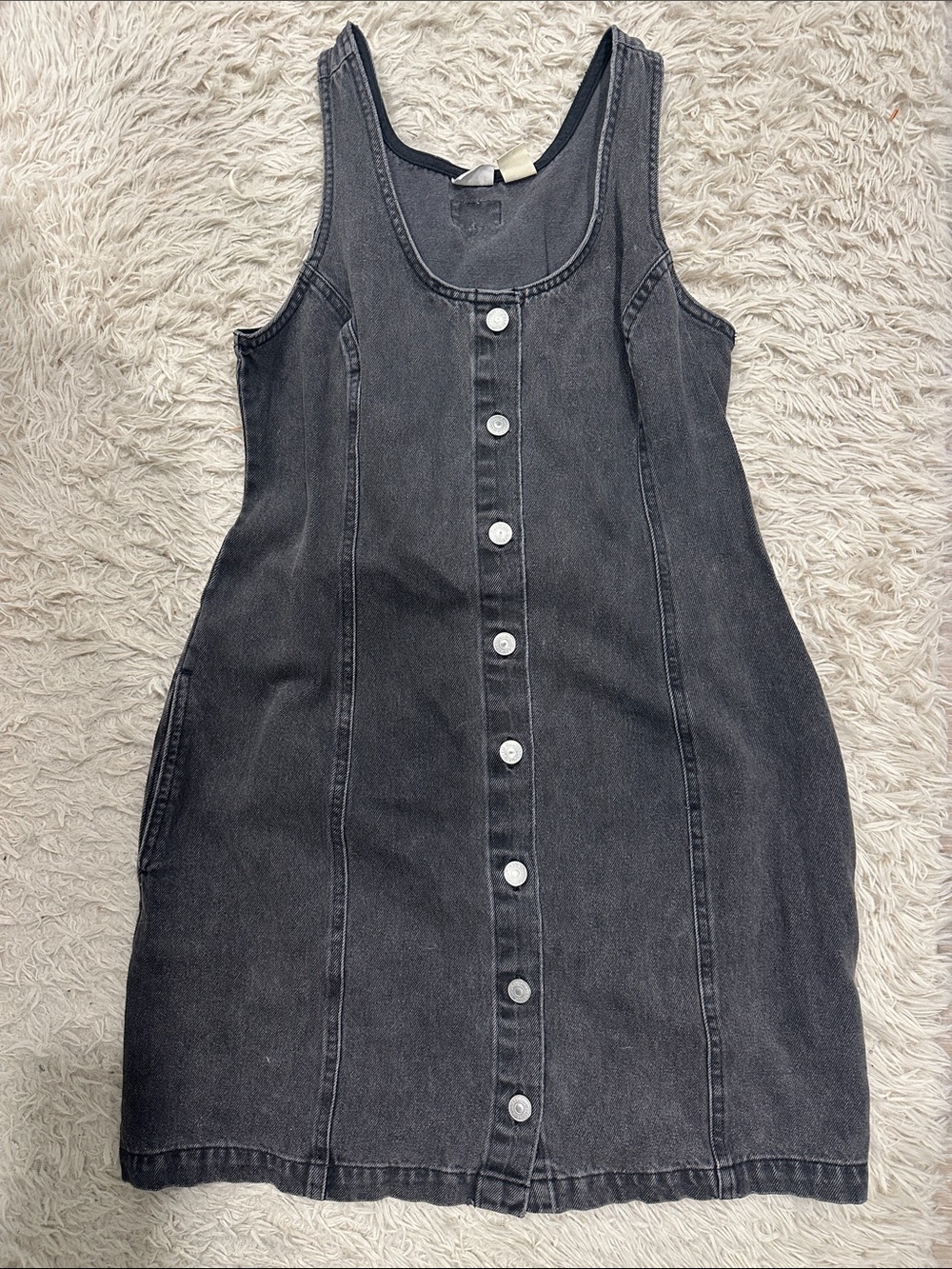 Levi's Washed Black Button-Front Denim Mini Dress